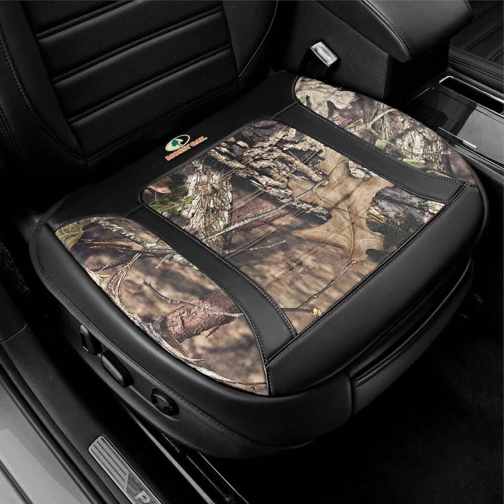 Mossy Oak Car Seat Cover, Luxury Faux Leather Front Bottom Seat Cushion Cover
